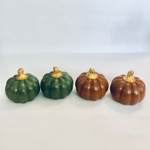 Mini Ceramic Pumpkin Set (Green&Orange)